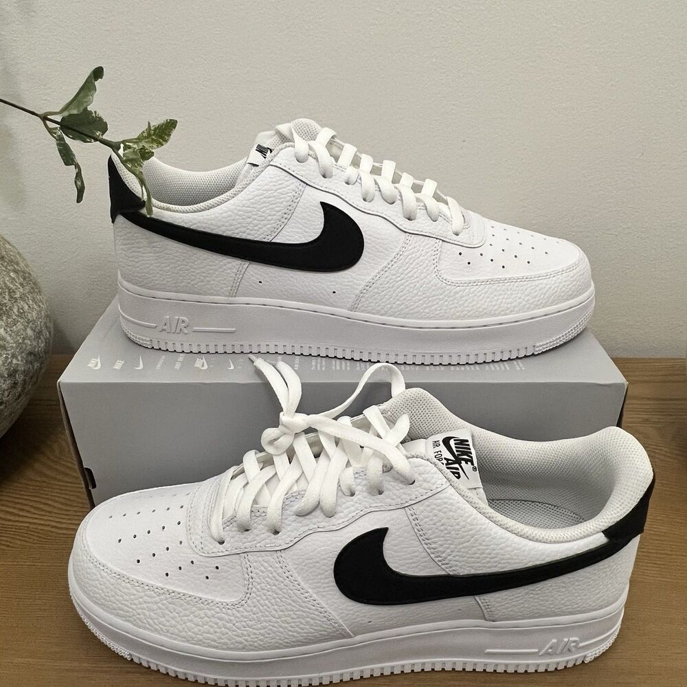 Nike Air Force 1 Low White/Black Pebbled Leather (CT2302 100) Mens Sz 14